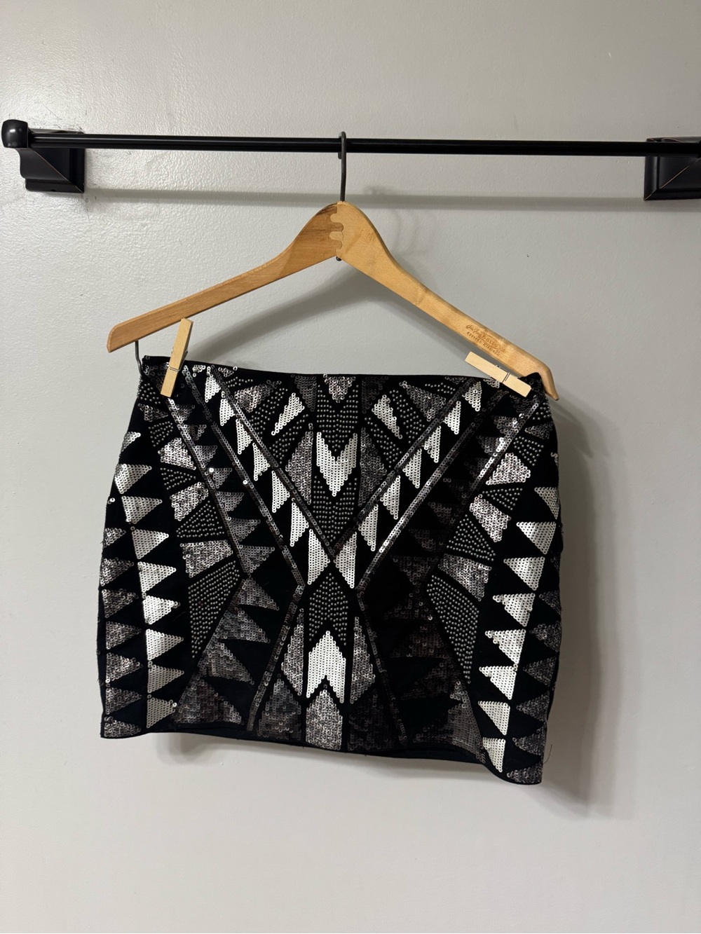 Black & Silver Sequin Pull on Skirt